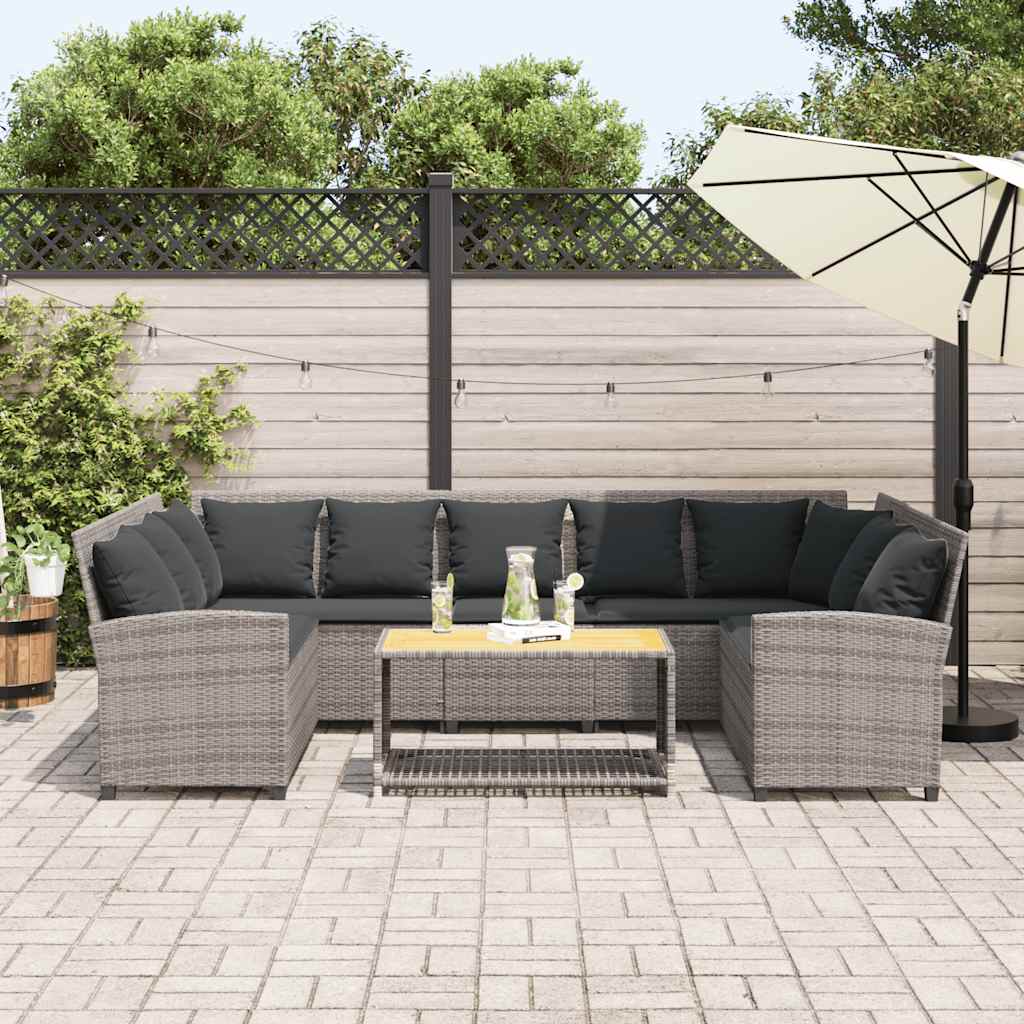 Divano da Giardino con Cuscini in Polyrattan Grigio 3365331