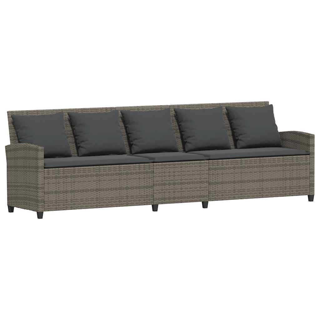 Divano da Giardino con Cuscini in Polyrattan Grigio 3365331