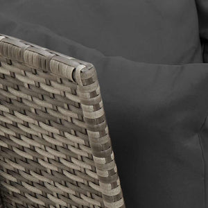 Divano da Giardino con Cuscini in Polyrattan Grigio