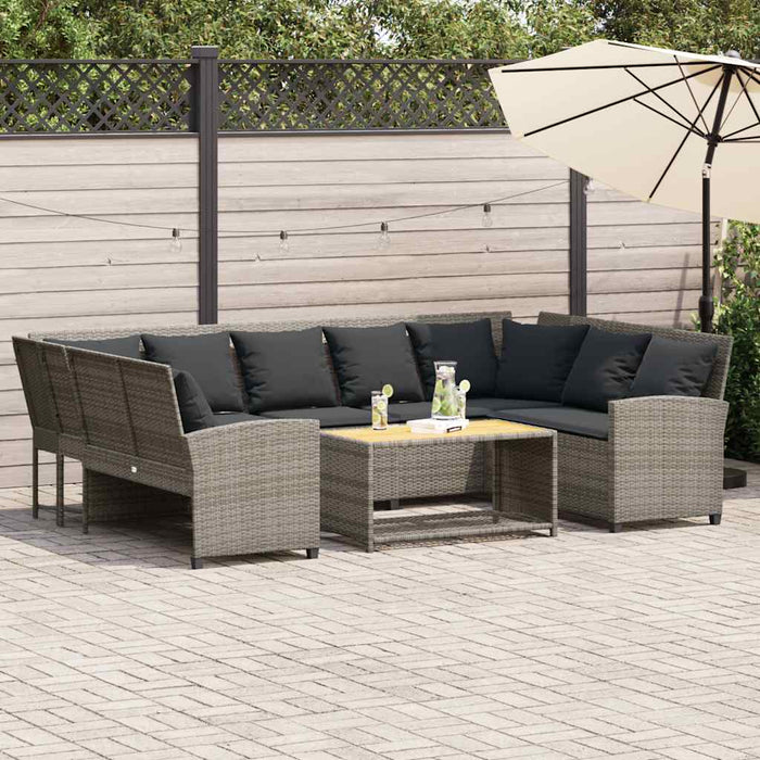 Divano da Giardino con Cuscini in Polyrattan Grigio 3365331