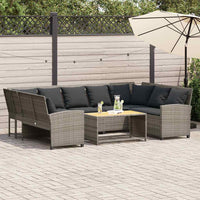 Divano da Giardino con Cuscini in Polyrattan Grigio