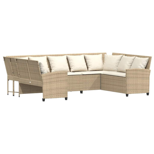 Divano da Giardino con Cuscini in Polyrattan Beige 3365332