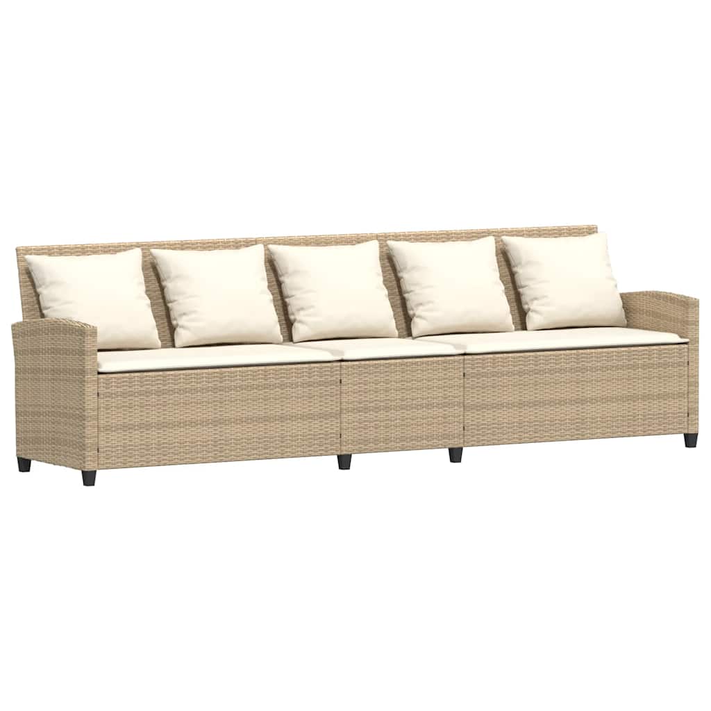Divano da Giardino con Cuscini in Polyrattan Beige
