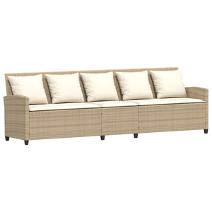Divano da Giardino con Cuscini in Polyrattan Beige