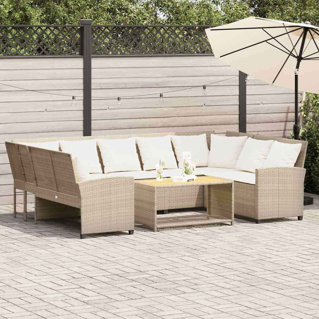 Divano da Giardino con Cuscini in Polyrattan Beige 3365332