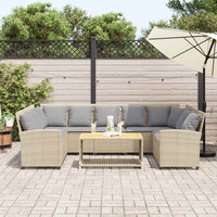 Divano da Giardino con Cuscini in Polyrattan Beige