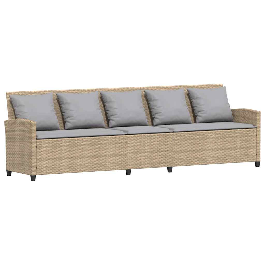 Divano da Giardino con Cuscini in Polyrattan Beige