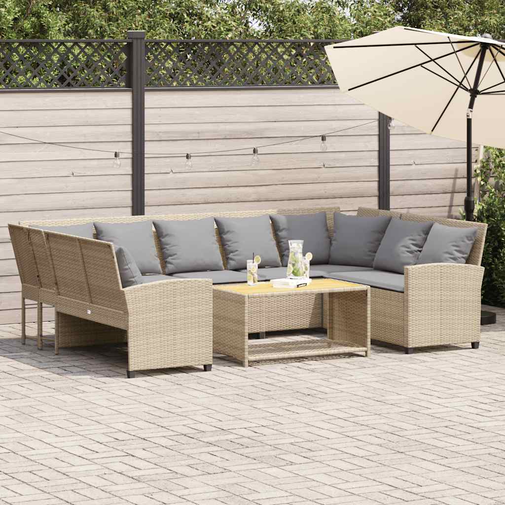 Divano da Giardino con Cuscini in Polyrattan Beige