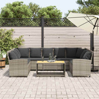 Divano da Giardino con Cuscini in Polyrattan Grigio Chiaro 3365334