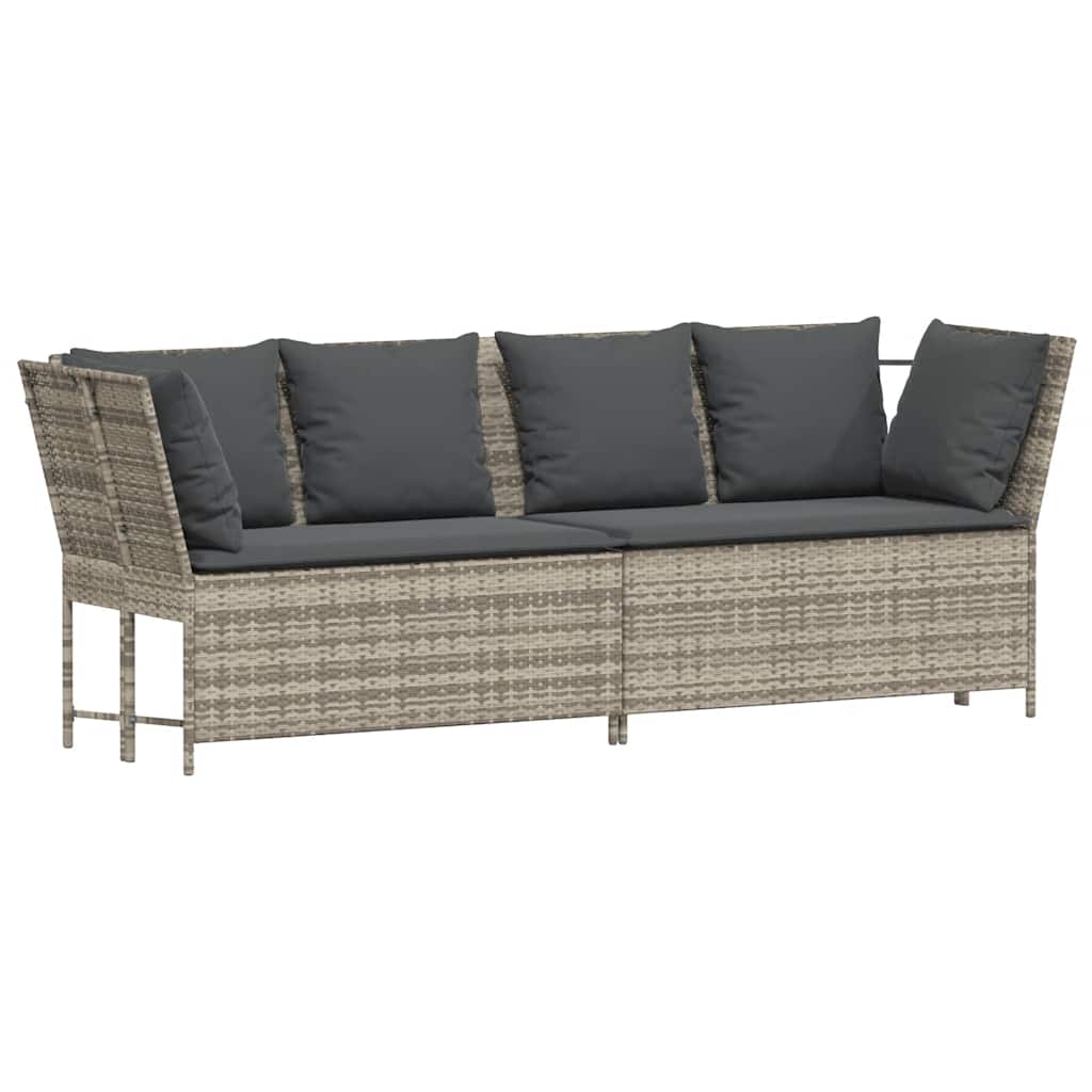 Divano da Giardino con Cuscini in Polyrattan Grigio Chiaro 3365334