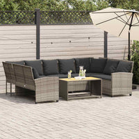 Divano da Giardino con Cuscini in Polyrattan Grigio Chiaro 3365334
