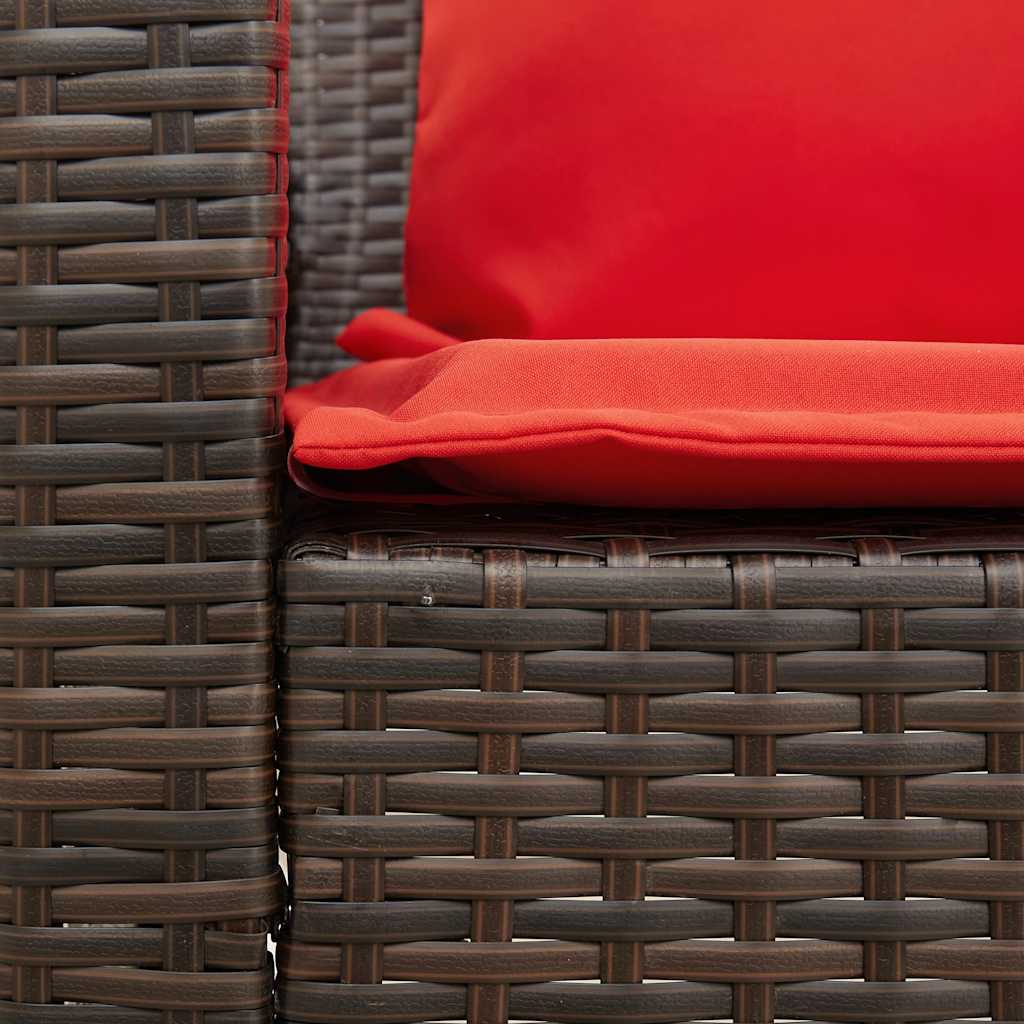 Divano da Giardino con Cuscini in Polyrattan Marrone 3365336