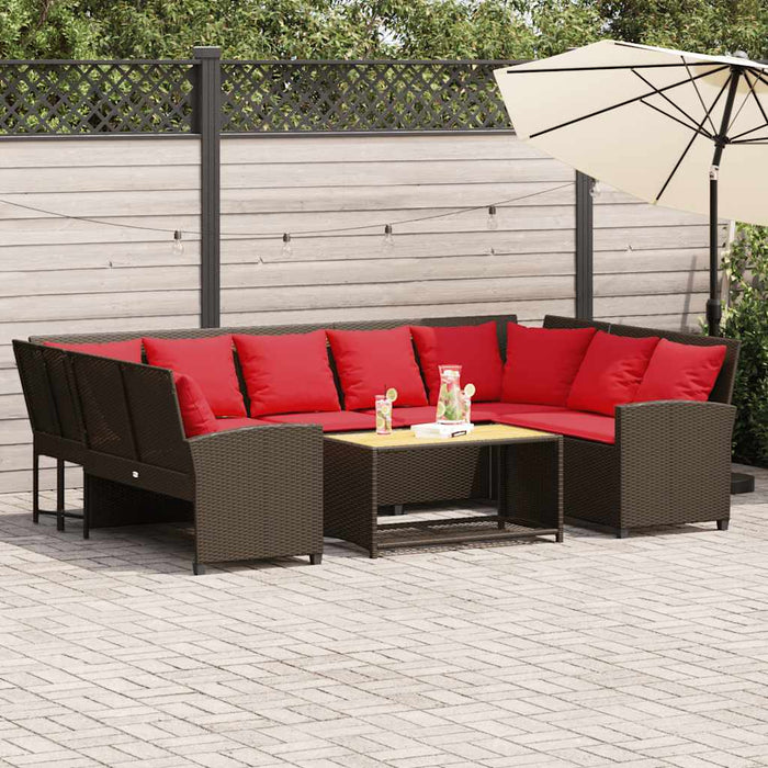 Divano da Giardino con Cuscini in Polyrattan Marrone 3365336