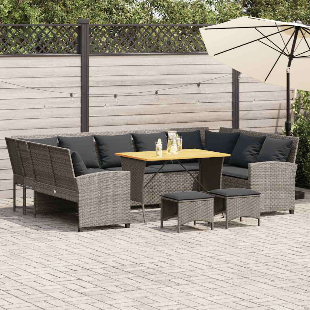 Set Divani da Giardino 4 pz con Cuscini in Polyrattan Grigio 3365339
