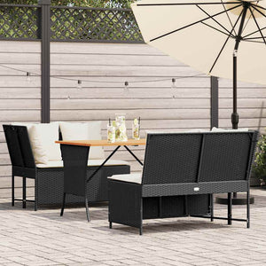 vidaXL Set Divani da Giardino 3 pz con Cuscini in Polyrattan Nero