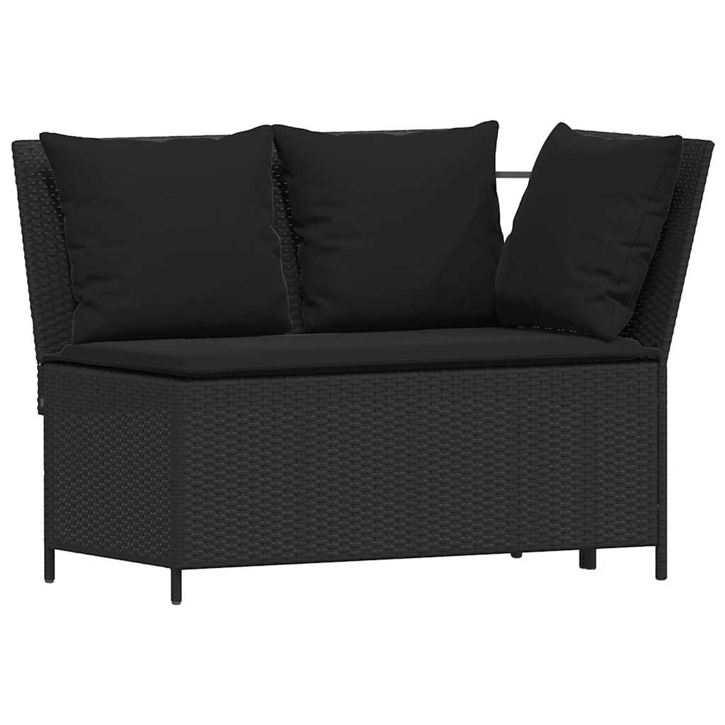 vidaXL Set Divani da Giardino 3 pz con Cuscini in Polyrattan Nero