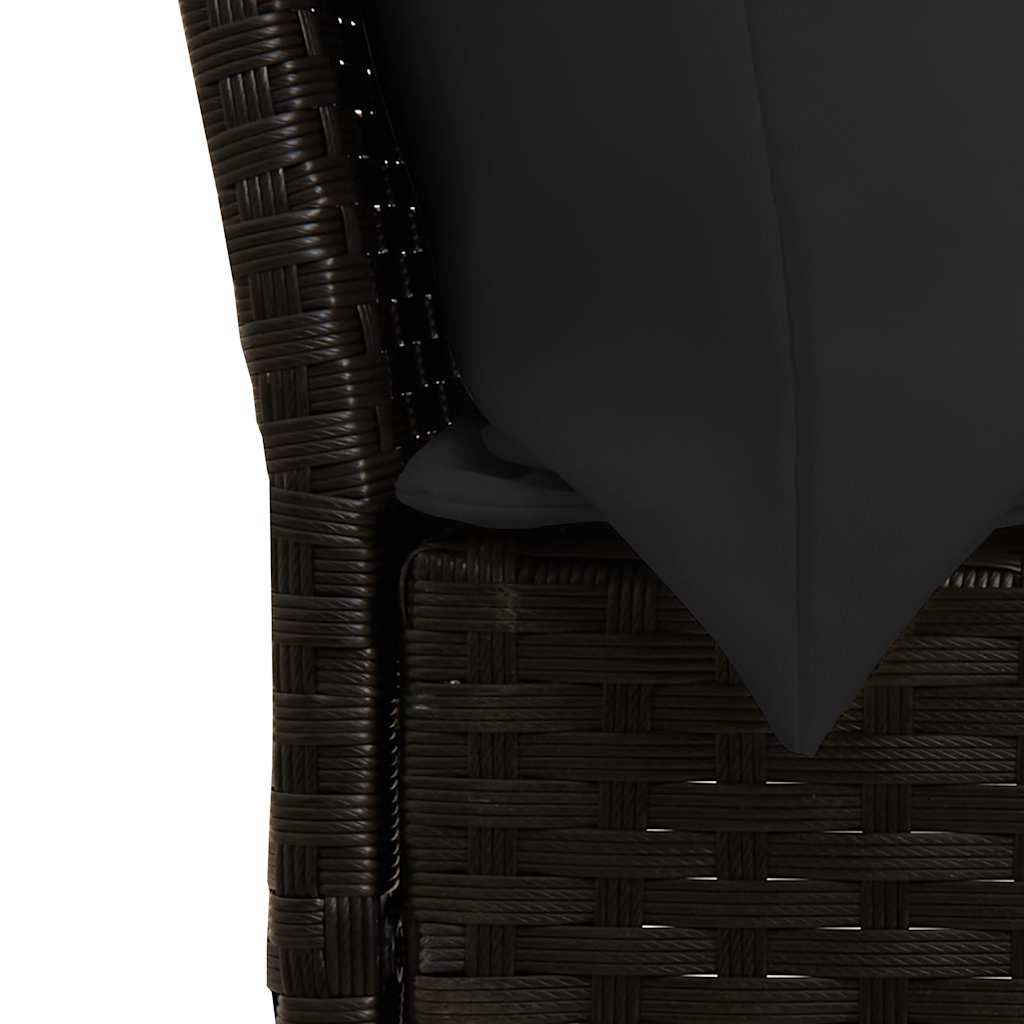 vidaXL Set Divani da Giardino 3 pz con Cuscini in Polyrattan Nero