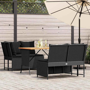 vidaXL Set Divani da Giardino 3 pz con Cuscini in Polyrattan Nero