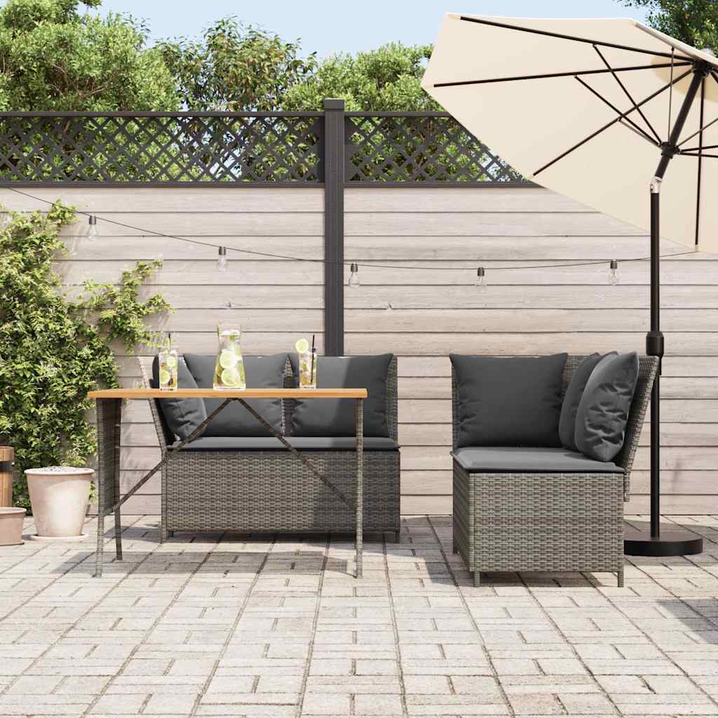 vidaXL Set Divani da Giardino 3 pz con Cuscini Grigio in Polyrattan