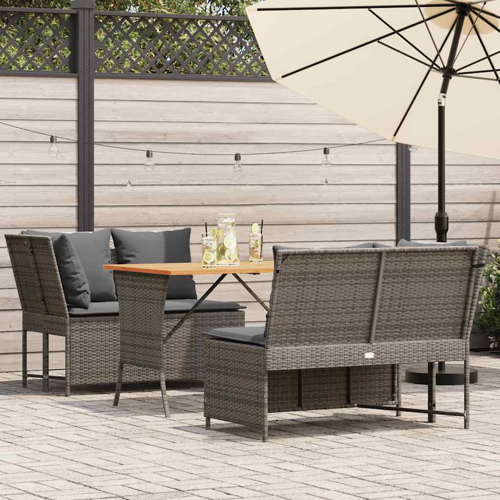 vidaXL Set Divani da Giardino 3 pz con Cuscini Grigio in Polyrattan
