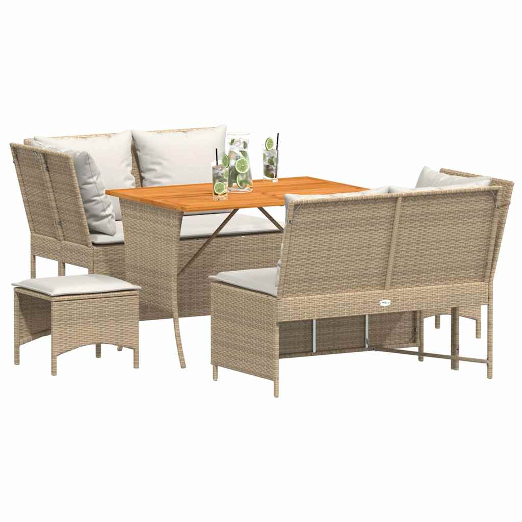 Set Divano da Giardino 5 pz con Cuscini Beige in Polyrattan 3365347