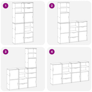 vidaXL Armadietti Laterali 4 pz ODDA 40x24x79 cm Legno Massello Pino