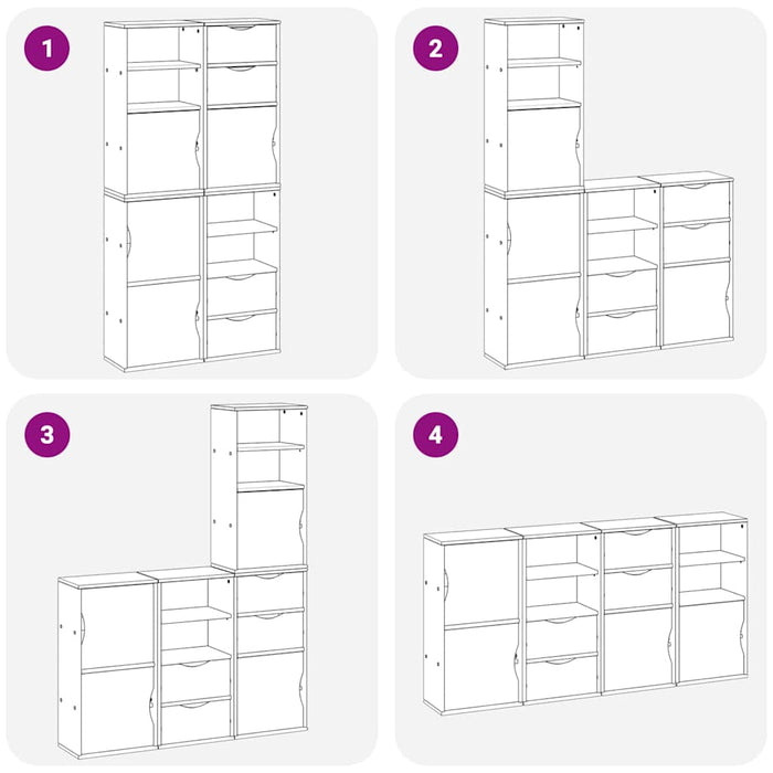 vidaXL Armadietti Laterali 4 pz ODDA Bianco 40x24x79 cm Legno di Pino