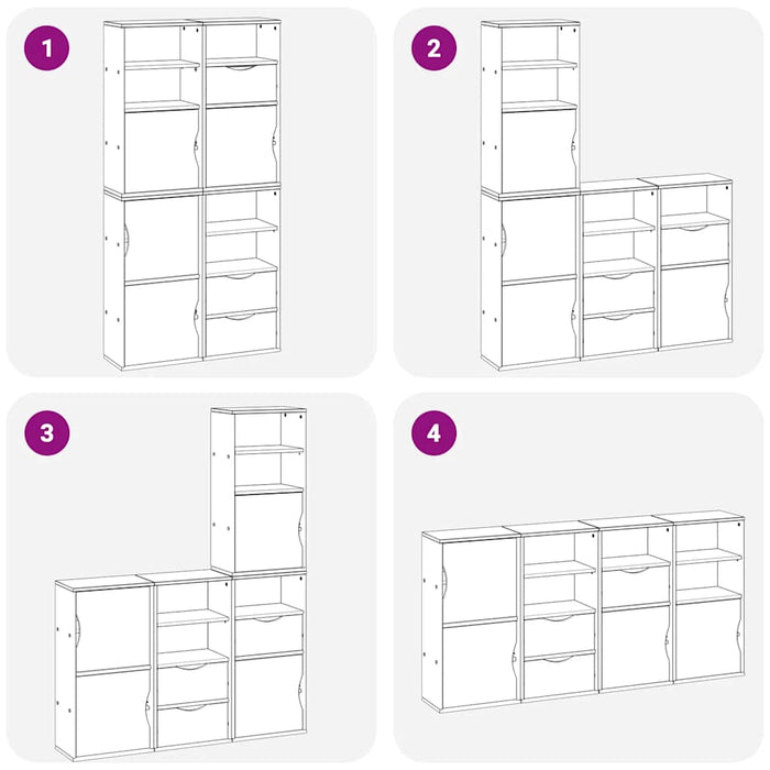 Armadietti Laterali 4 pz ODDA Bianco 40x24x79 cm Legno di Pino