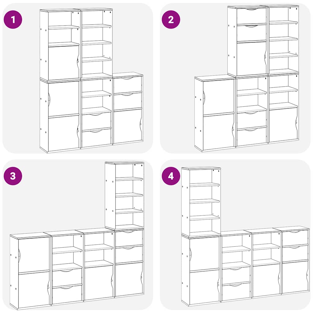 Armadietti Laterali 5 pz ODDA Bianco 40x24x79 cm Legno di Pino 3365359