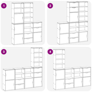 Armadietti Laterali 5 pz ODDA Bianco 40x24x79 cm Legno di Pino 3365359