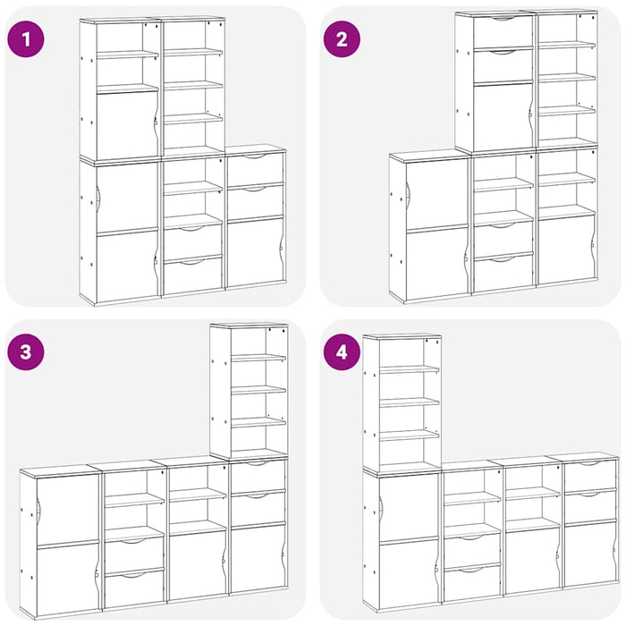 Armadietti Laterali 5 pz ODDA Bianco 40x24x79 cm Legno di Pino