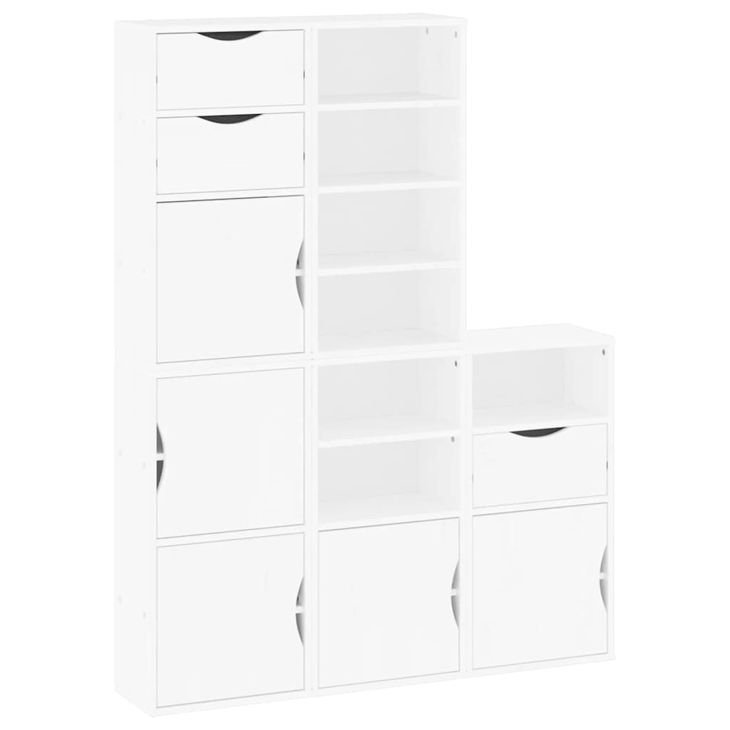 Armadietti Laterali 5 pz ODDA Bianco 40x24x79 cm Legno di Pino