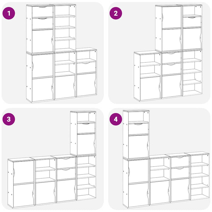 Armadietti Laterali 5 pz ODDA Bianco 40x24x79 cm Legno di Pino 3365365