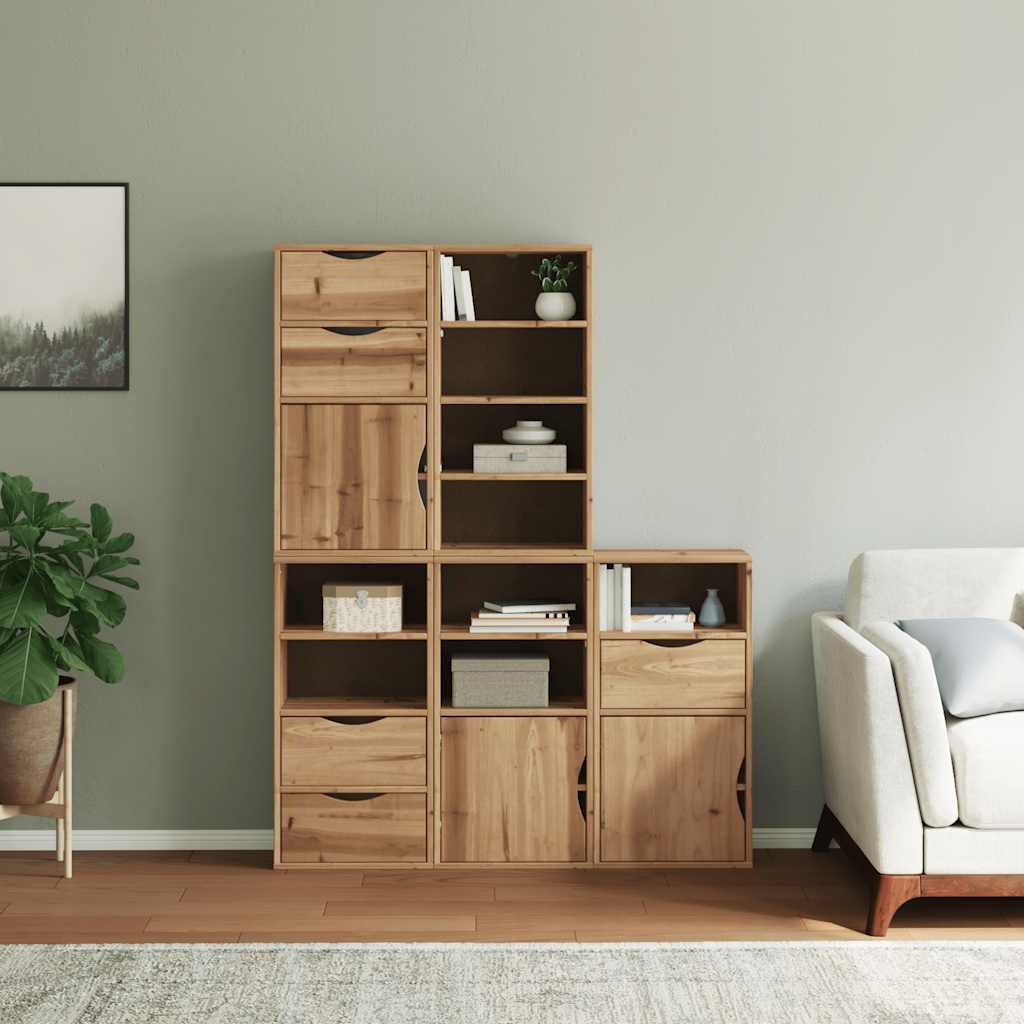 Armadietti Laterali 5 pz ODDA 40x24x79 cm Legno Massello Pino