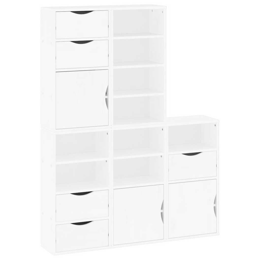 Armadietti Laterali 5 pz ODDA Bianco 40x24x79 cm Legno di Pino