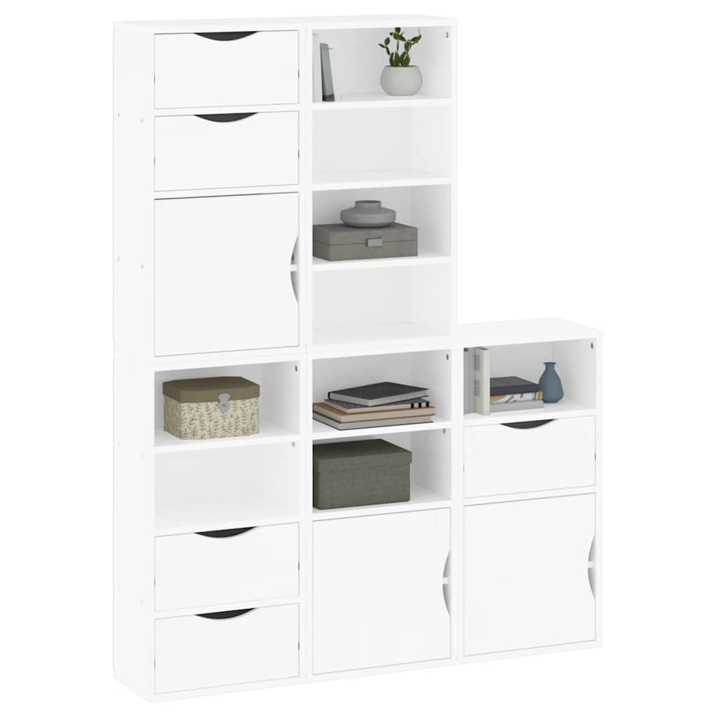 Armadietti Laterali 5 pz ODDA Bianco 40x24x79 cm Legno di Pino