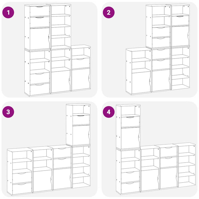 Armadietti Laterali 5 pz ODDA Bianco 40x24x79 cm Legno di Pino 3365367