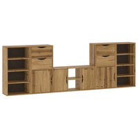 Mobile TV 5 pz-Mobile per TV-Credenza TV con Contenitore ODDA in Legno Massello di Pino 266043