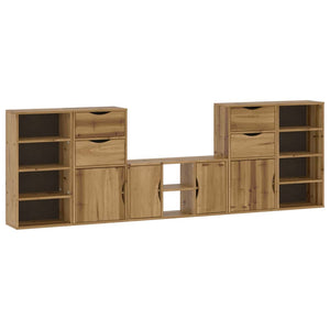 Mobile TV 5 pz-Mobile per TV-Credenza TV con Contenitore ODDA in Legno Massello di Pino 266043