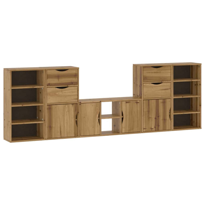 Mobile TV 5 pz-Mobile per TV-Credenza TV con Contenitore ODDA in Legno Massello di Pino 266043