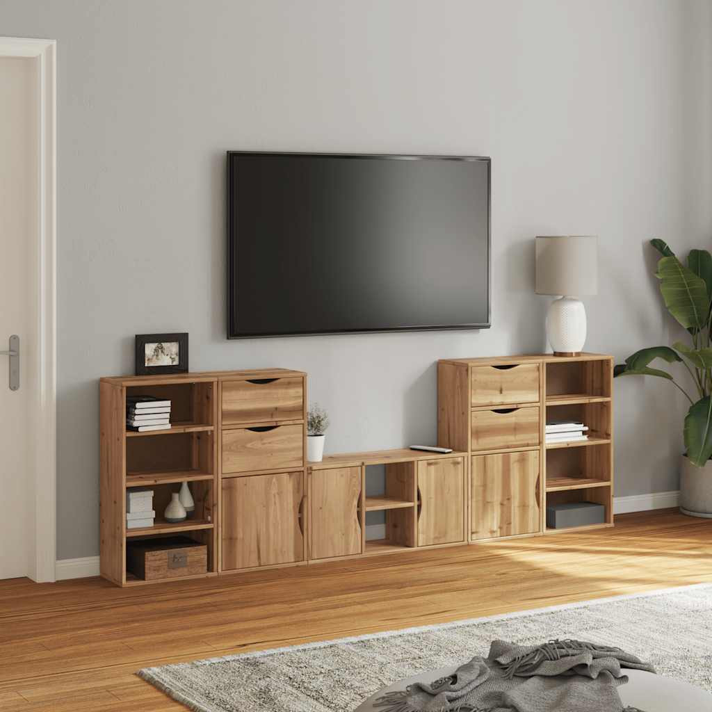 Mobile TV 5 pz-Mobile per TV-Credenza TV con Contenitore ODDA in Legno Massello di Pino 266043