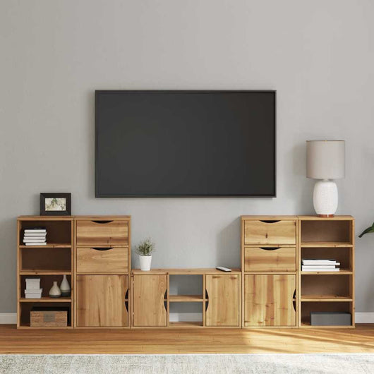 Mobile TV 5 pz-Mobile per TV-Credenza TV con Contenitore ODDA in Legno Massello di Pino 266043
