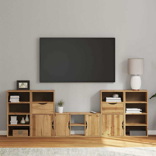 Mobile TV 5 pz-Mobile per TV-Credenza TV con Contenitore ODDA in Legno Massello di Pino 621171