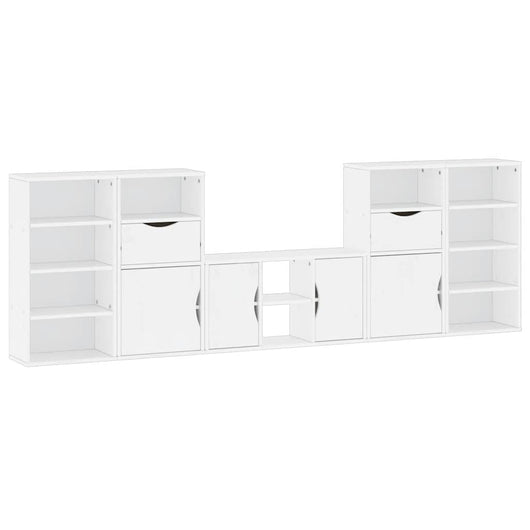Mobile TV 5 pz-Mobile per TV-Credenza TV con Contenitore ODDA Bianco in Legno di Pino 166989