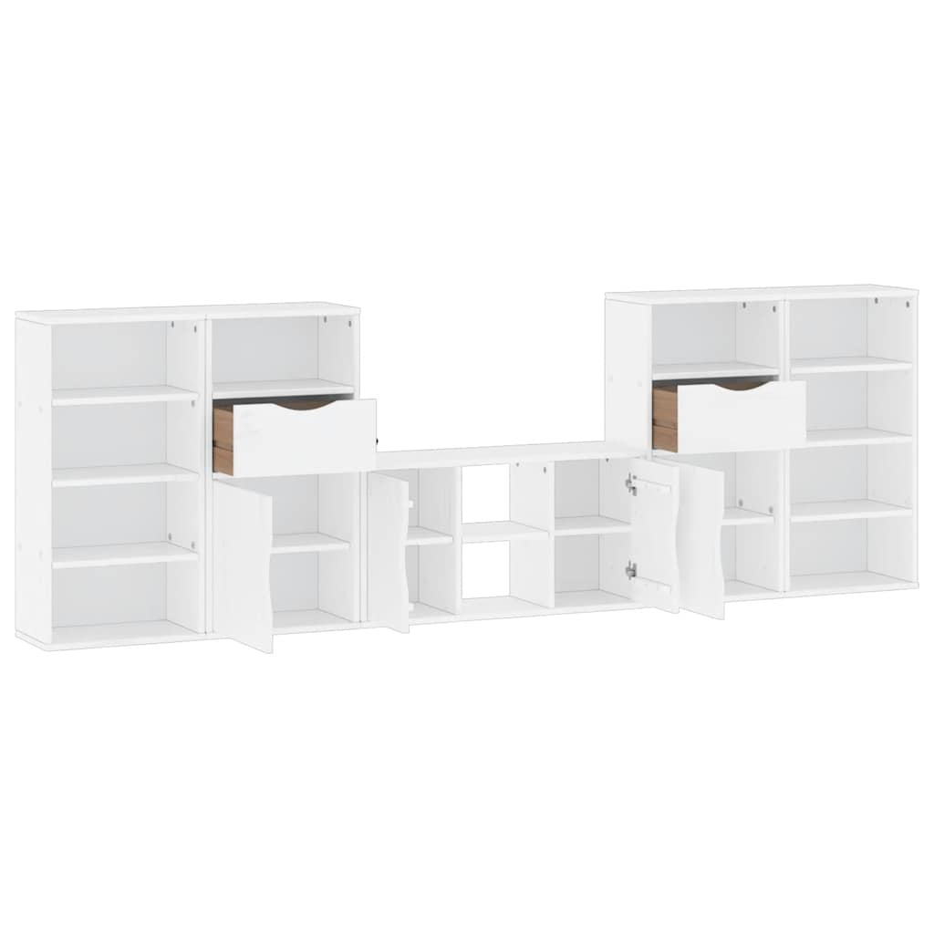 Mobile TV 5 pz-Mobile per TV-Credenza TV con Contenitore ODDA Bianco in Legno di Pino 166989