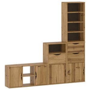 Mobile TV 4 pz-Mobile per TV-Credenza TV con Contenitore ODDA in Legno Massello di Pino