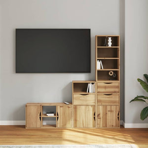 Mobile TV 4 pz-Mobile per TV-Credenza TV con Contenitore ODDA in Legno Massello di Pino