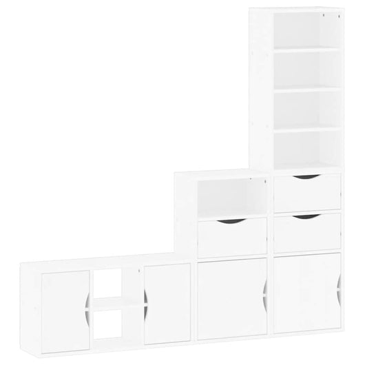 Mobile TV 4 pz-Mobile per TV-Credenza TV con Contenitore ODDA Bianco in Legno di Pino 448865