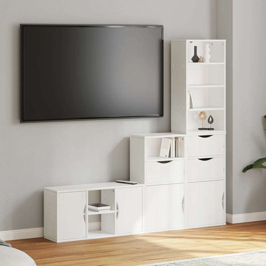 Mobile TV 4 pz-Mobile per TV-Credenza TV con Contenitore ODDA Bianco in Legno di Pino 448865