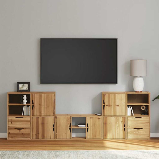 Mobile TV 5 pz-Mobile per TV-Credenza TV con Contenitore ODDA in Legno Massello di Pino 935083